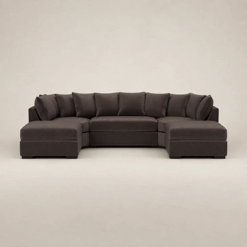 Luxury dark grey sectional sofa with chaise lounges, perfect for modern living rooms
