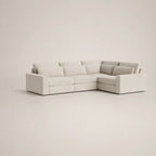 Modern L-shaped sectional sofa in neutral fabric, perfect for luxury living room furniture