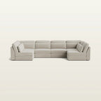 Modern beige sectional sofa with chaise lounges, ideal for luxury living room furniture