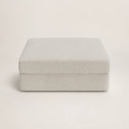 Light gray upholstered ottoman for living room or bedroom, modern minimalist design
