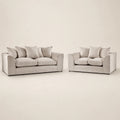 Luxury beige velvet sofa set with matching loveseat, plush cushions, modern design for UK living rooms