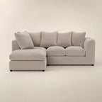 Luxury grey sectional sofa with chaise lounge, plush cushions, modern design for living room comfort