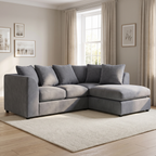 Chelton Corner Sofa — lifestyle hero with squared seat cushions