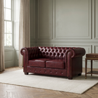 Chesterfield Leather 2 Seater - Oxblood — lifestyle room hero