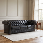 Chesterfield Leather 3 Seater - Black — lifestyle room hero