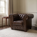 Chesterfield Leather Armchair - Antique Brown — lifestyle room hero