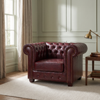 Chesterfield Leather Armchair - Oxblood — lifestyle room hero
