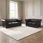 Chesterfield Leather Sofa Set - Black — lifestyle room hero