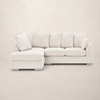 Luxury beige sectional sofa with chaise lounge and plush cushions, modern living room furniture