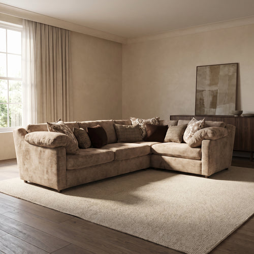 Ashbourne 3 Corner 1 Seater Sofa — main lifestyle view in a warm stone and walnut living room
