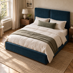 CK Living Aveline upholstered bed — elevated lifestyle view