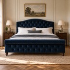 CK Living Beaumont upholstered bed — front lifestyle view
