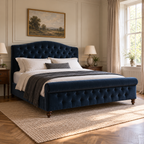 CK Living Beaumont upholstered bed — opposite-angle lifestyle view