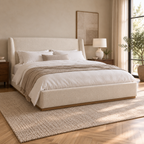 CK Living Doveton upholstered bed — opposite-angle lifestyle view