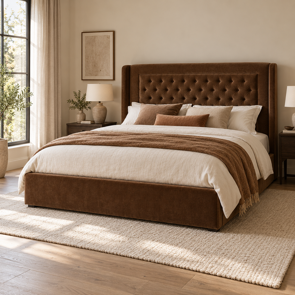 CK Living Hartwell upholstered bed — square lifestyle visualisation