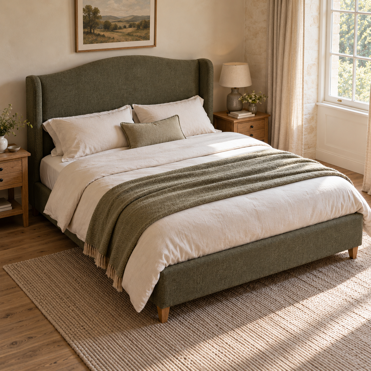 CK Living Hatherley upholstered bed — elevated view