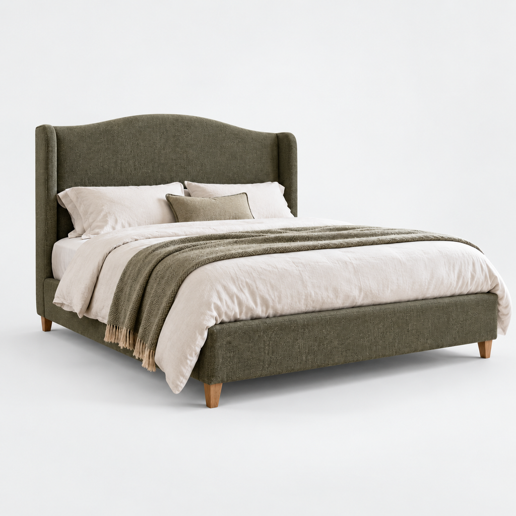 CK Living Hatherley upholstered bed — studio view
