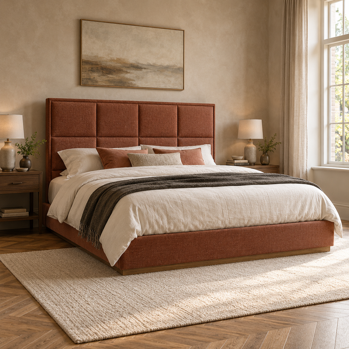 CK Living Ingleby upholstered bed — square lifestyle visualisation