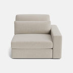 Modern beige modular corner sofa chair with right armrest on white background
