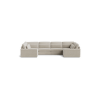 Beige 4-piece modular corner sofa with plush cushions, contemporary living room furniture