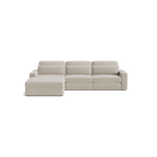 Beige 4-piece modular corner sofa with left chaise, modern minimalist design.