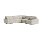 Modern beige 4-piece modular corner sofa with plush cushions and clean lines
