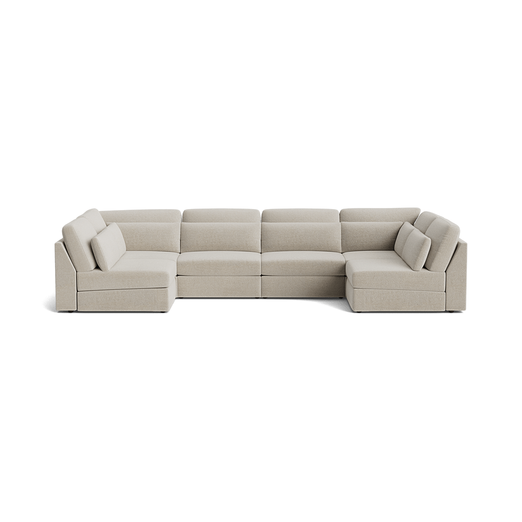 Modern beige 4-piece modular corner sofa with plush cushions, ideal for living rooms