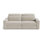 Modern beige modular sofa with wide arms and plush cushions, ideal for living rooms.