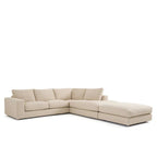 Right-hand facing cream corner sofa with plush fabric and modern design