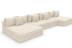 Modern large cream sectional sofa with chaise and plush cushions on a white background