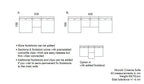 Diagram showing Munich Cinema Sofa layout options with footstool sizes and measurements in cm.