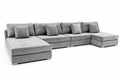 Large silver grey corner cinema sofa with plush cushions, modern sectional design