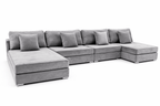 Large silver grey corner cinema sofa with plush cushions, modern sectional design