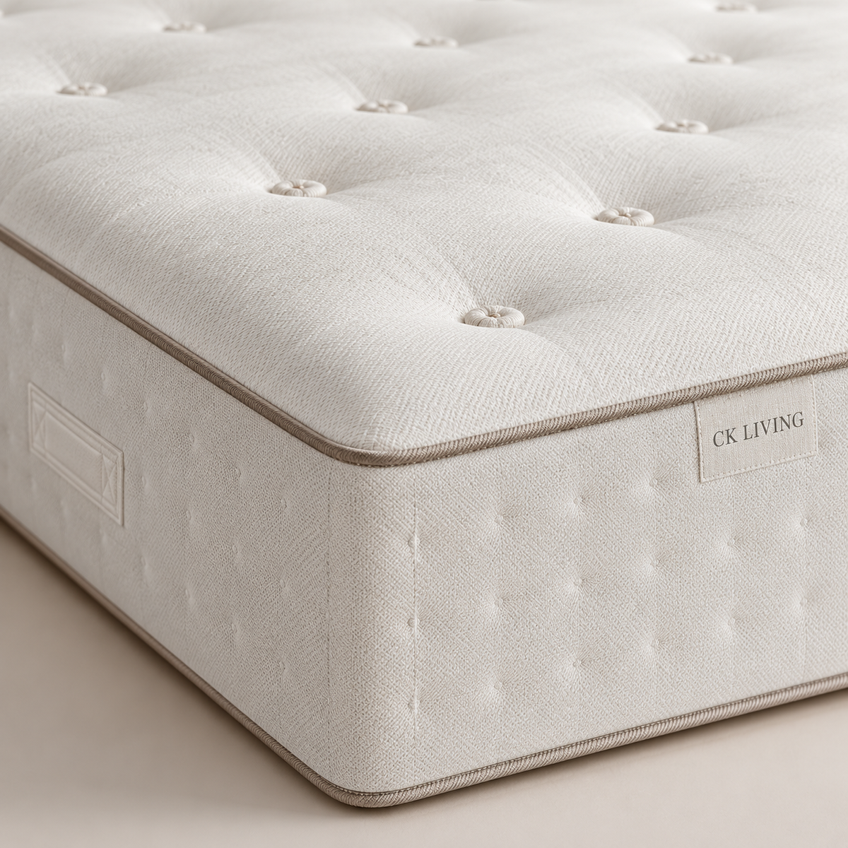 CK Living Clarendon Pocket 7000 Mattress — cover, edge and stitching detail