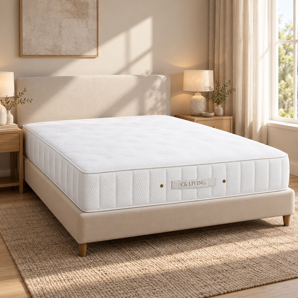 CK Living Contour Memory Pocket Mattress — Soft exterior shown — bedroom view