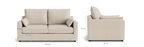 Cream 3-seater sofa with plush cushions, armrests, and dimensions labeled