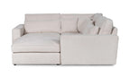 Modern cream boucle corner sofa with plush cushions and left chaise lounge