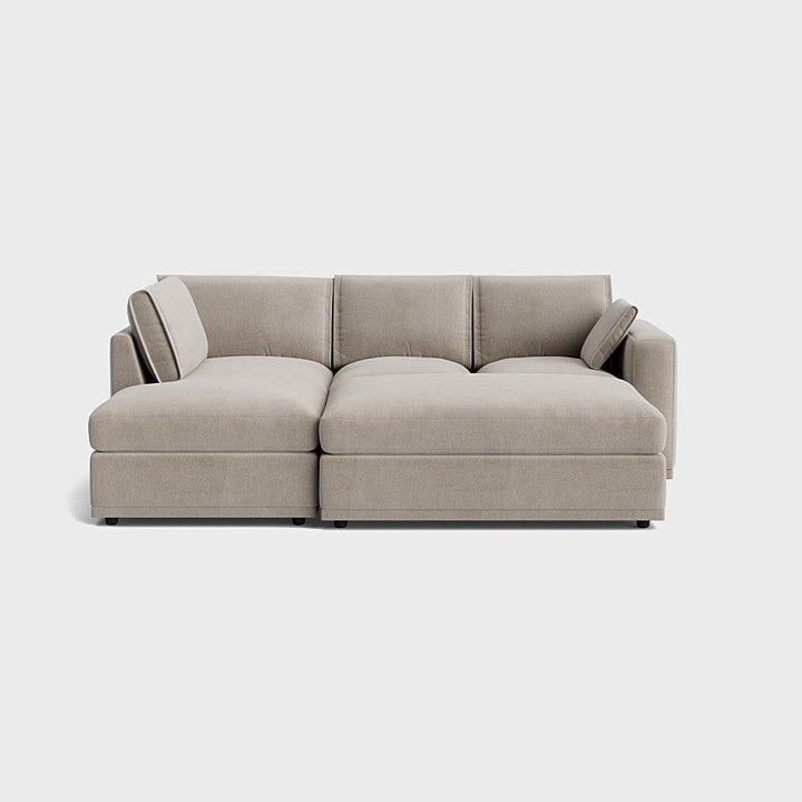 Modern cream right corner sofa with plush cushions, chaise lounge, and minimalist design