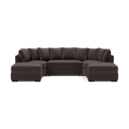 Modern U-shaped corner sofa in dark fabric with plush seat and back cushions