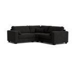 Modern dark grey fabric corner sofa with plush cushions and chaise lounge design