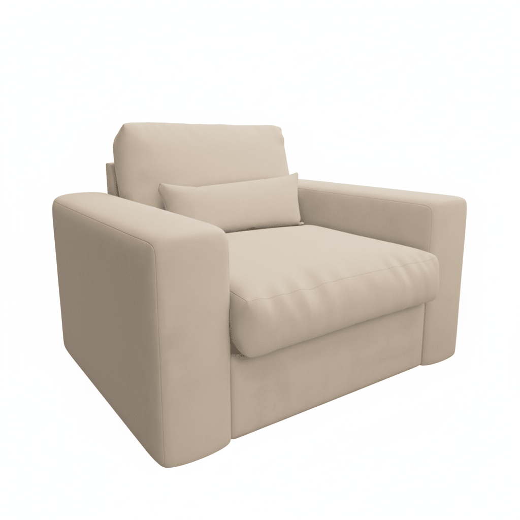 Cream foam-filled premium love seat with wide arms and plush cushions
