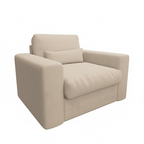 Cream foam-filled premium love seat with wide arms and plush cushions