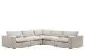 cream 5-seater modular corner sofa with feather-filled cushions, modern living room furniture