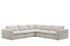 cream 5-seater modular corner sofa with feather-filled cushions, modern living room furniture