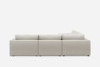 Cream modular 5-seater corner sofa with feather-filled cushions, modern living room furniture