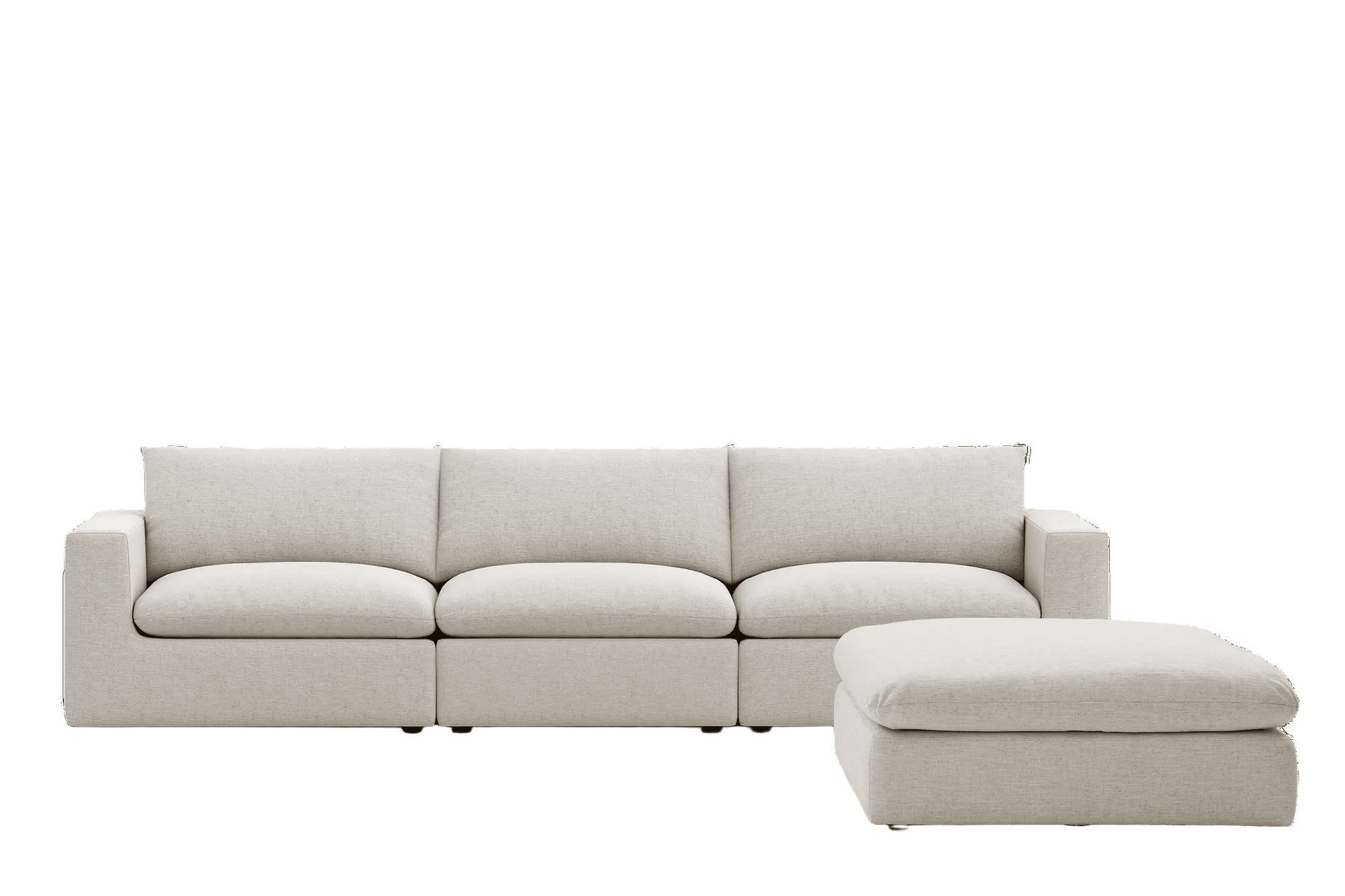 Cream modular sofa with extended footstool, modern luxury seating design
