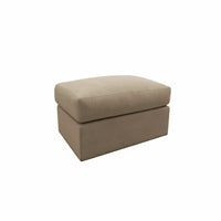 Cream luxe medium footstool with plush cushion and modern rectangular design