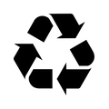 Recycling symbol with black arrows, representing sofa removal and eco-friendly disposal