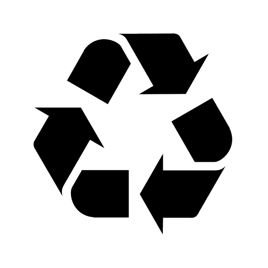 Recycling symbol with black arrows, representing sofa removal and eco-friendly disposal