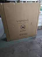 Large cardboard box labeled Vispring luxury beds, with no forklift and max weight symbols.